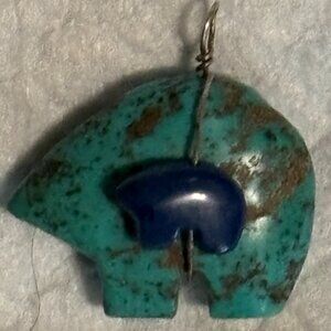 Vintage genuine Turquoise and Lapis Lazuli Fetish/ pack animal pendant bead